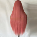 Lace Front Pink Long Straight Wig, back view