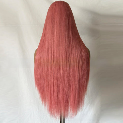 Lace Front Pink Long Straight Wig