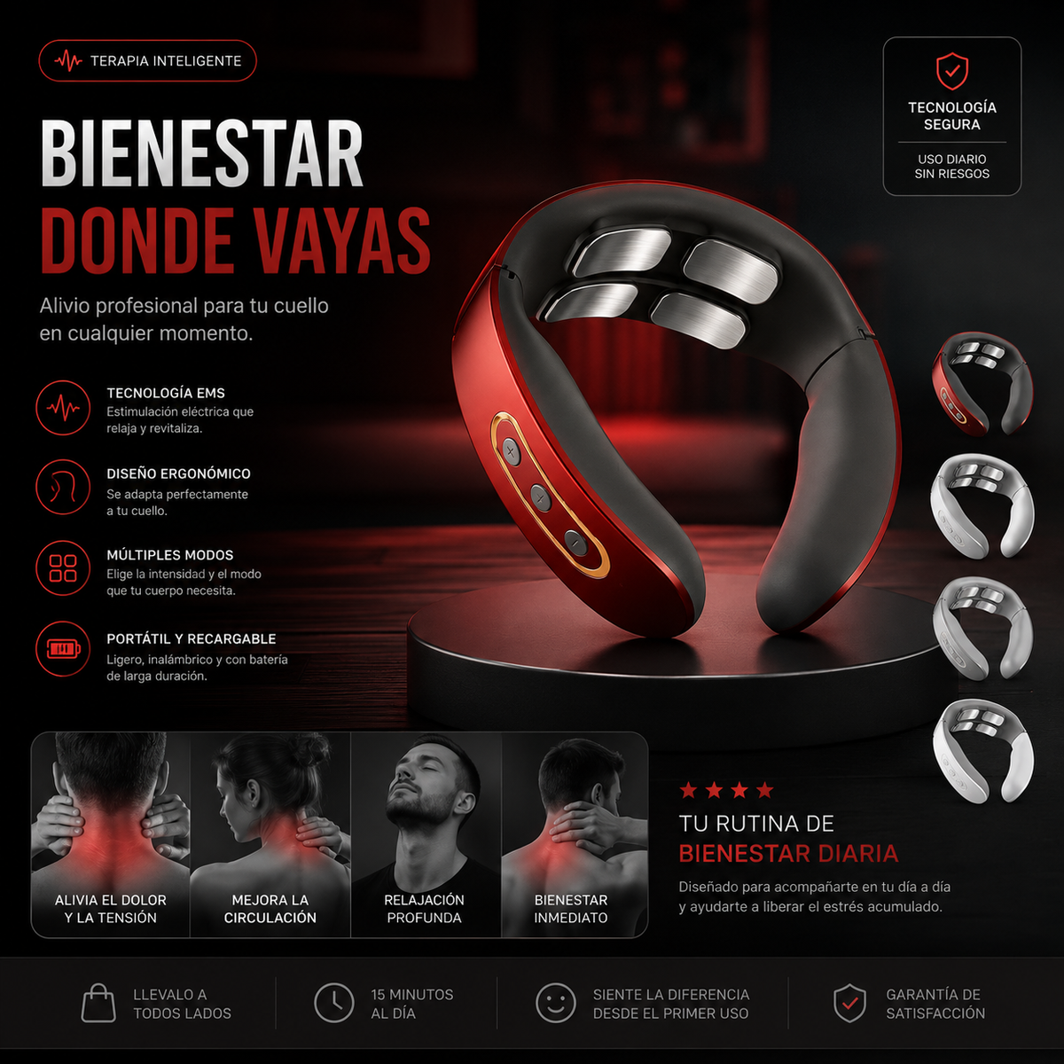 AirFlex™ — Masajeador cervical con calor para aliviar la tensión diaria