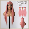 Lace Front Pink Long Straight Wig