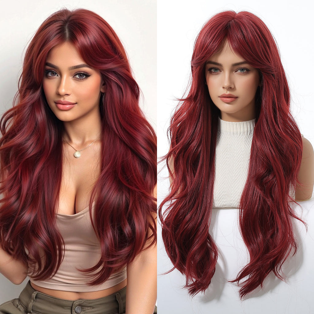 Long Curly Synthetic Hair Wig with Full Bangs
